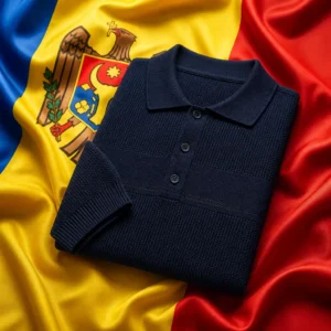 Fort Lauderdale adult tennis classes — Sergio Tacchini Sabino Knit Men's Polo Shirt composed with the national flag of Moldova