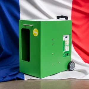 Fort Lauderdale advanced cardio tennis lessons — Spinshot Plus Tennis Ball Machine composed with the French tricolour flag