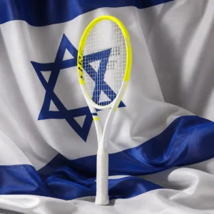 Fort Lauderdale advanced tennis class — Tecnifibre Fire 300 racquet composed with the flag of Israel