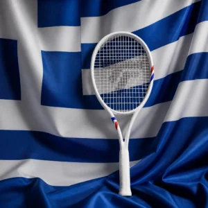 Fort Lauderdale advanced tennis clinic — Tecnifibre T Fight 300 2025 Tennis Racquet composed with the flag of Greece