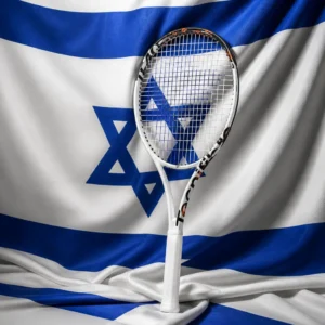 Fort Lauderdale Beach cardio tennis classes — Tecnifibre TF 40 305 18M V3 Tennis Racquet composed with the flag of Israel