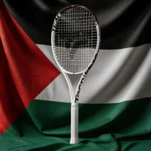 Fort Lauderdale Beach cardio tennis clinics — Tecnifibre TF40 305 16M V3 Tennis Racquet composed with the flag of Mandatory Palestine