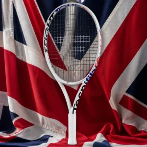 Fort Lauderdale Beach cardio tennis workout — Tecnifibre TFight Tour 26 Junior Tennis Racquet composed with the Union Flag of the United Kingdom
