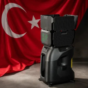 Fort Lauderdale Beach cardiovascular tennis clinics — TENNIIX Basic AI Tennis Ball Machine composed with the red Turkish flag bearing a white crescent and star