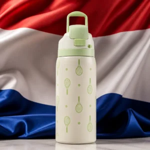 Fort Lauderdale Beach group tennis classes — Tennis Insulated Stainless Steel Water Bottle 32oz composed with the national flag of the Netherlands