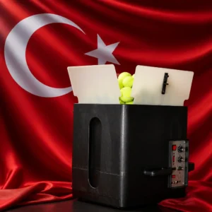 Fort Lauderdale Beach tennis camps — Tennis Tutor Plus Tennis Ball Machine composed with the national flag of Turkey