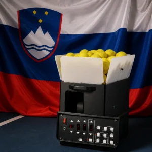 Fort Lauderdale Beach tennis classes — Tennis Tutor ProLite Ultra Tennis Ball Machine with the Slovenian national flag