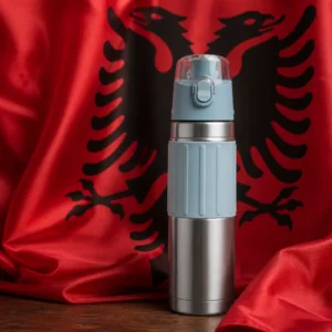 Fort Lauderdale Beach tennis clinic — Thermos Insulated Hydration Bottle composed with the red Albanian flag and black double-headed eagle