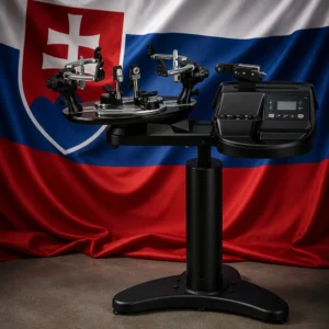 Fort Lauderdale beginner cardio tennis lessons — Tourna 850-ES Precision Tennis Stringing Machine composed with the national flag of Slovakia