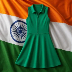 Fort Lauderdale beginner cardiovascular tennis classes — TravisMathew Moveknit Sleeveless Zip Women's Tennis Dress composed with the national flag of India