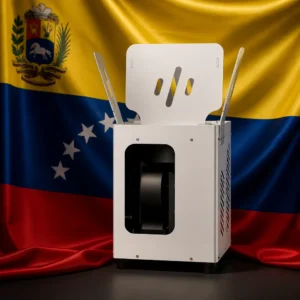 Fort Lauderdale best cardio tennis — Veva V3 Smart Tennis Ball Machine composed with the national flag of Venezuela