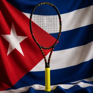 Fort Lauderdale best cardio tennis classes — Volkl C10 Evo Tennis Racquet composed with the national flag of Cuba