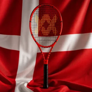 Fort Lauderdale cardio tennis classes near me — Volkl V8 Pro 2023 tennis racquet composed with the flag of Denmark