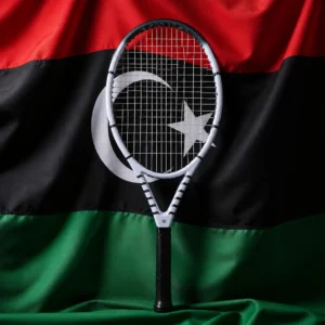 Fort Lauderdale cardio tennis coaching — Volkl Vostra V2 Tennis Racquet with the flag of Libya