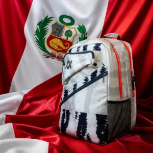 Fort Lauderdale cardio tennis lessons — Volkl Zebra Euro Tennis Backpack with the flag of Peru, featuring the vertical red-white-red tricolor
