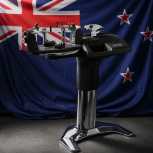 Fort Lauderdale cardio tennis workouts — Wilson Baiardo Electronic Tennis Stringing Machine with the flag of New Zealand