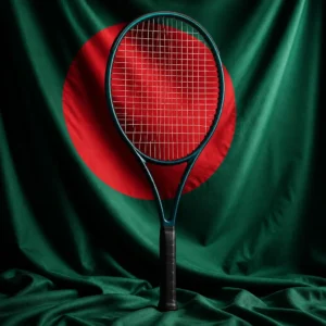 Fort Lauderdale cardio workouts — Wilson Blade 100L V9 tennis racquet with the flag of Bangladesh