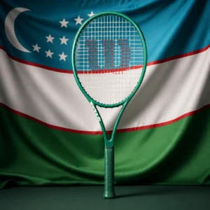 Fort Lauderdale cardiovascular camps — Wilson Blade 104 V10 with the flag of Uzbekistan