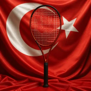Fort Lauderdale cardiovascular lessons — Wilson Burn 100S V5 tennis racquet composed with the red flag of Turkey featuring its white crescent and star