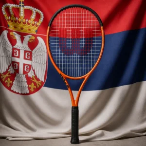 Fort Lauderdale cardiovascular program — Wilson Burn V6 100 racquet composed with the flag of Serbia