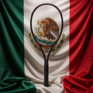 Fort Lauderdale cardiovascular tennis camp — Wilson Clash 108 V3 composed with the flag of Mexico against a Zacatecas backdrop
