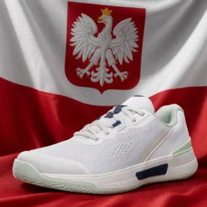 Fort Lauderdale cardiovascular tennis coaching — Wilson Intrigue Pro Junior Tennis Shoes composed with the flag of Poland