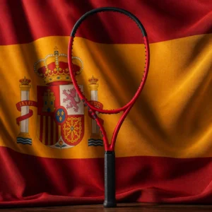 Fort Lauderdale cardiovascular tennis — Wilson Clash 108 V2 tennis racquet composed with the national flag of Spain