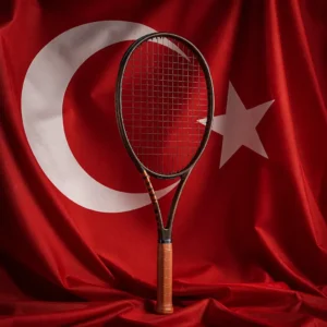 Fort Lauderdale cardiovascular tennis training — Wilson Pro Staff 97 V14 tennis racquet composed with the flag of Turkey, red field with white crescent and star