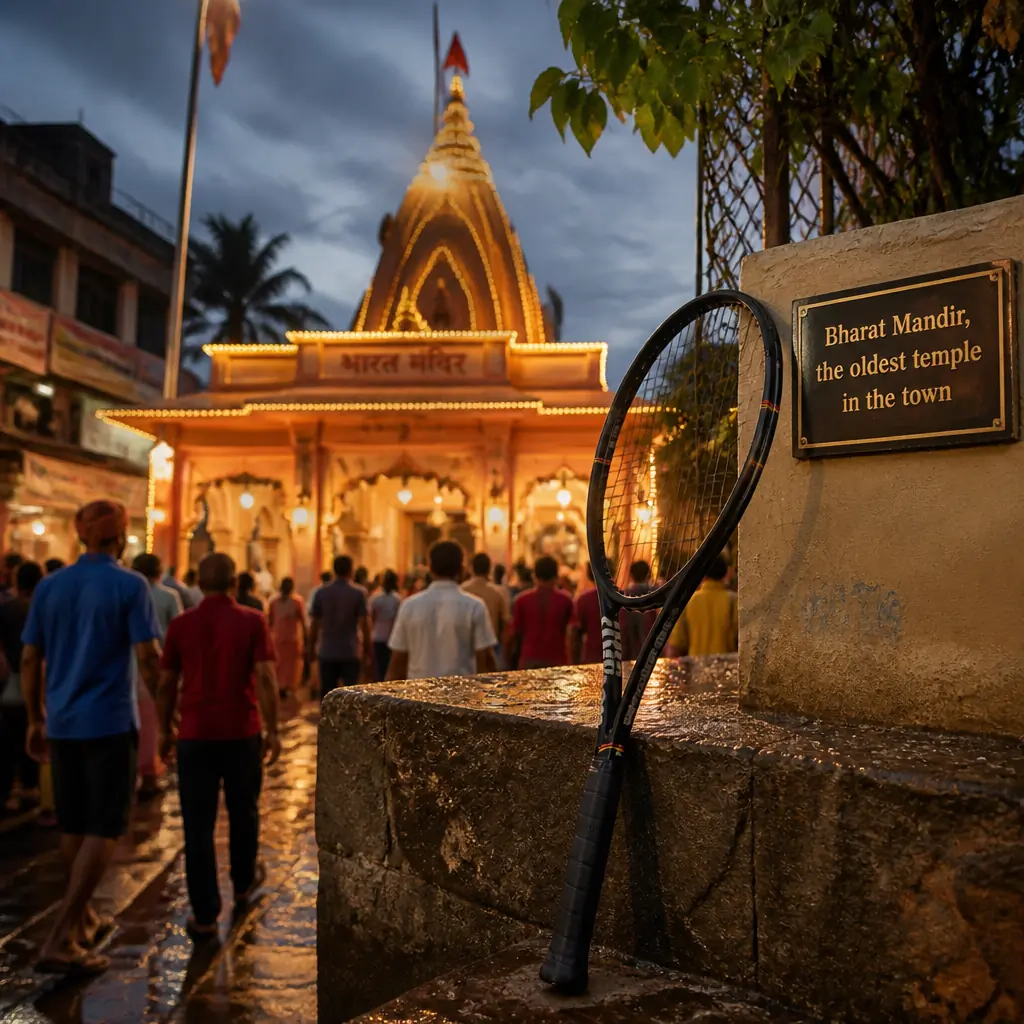 Fort Lauderdale cardiovascular tennis workout — Wilson Pro Staff 97L Classic tennis racquet at Bharat Mandir, the oldest temple in Rishikesh, dedicated to Lord Vishnu