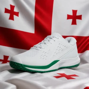 Fort Lauderdale fast paced cardio tennis clinic — Wilson Rush Pro Ace Junior Tennis Shoes with the flag of Georgia