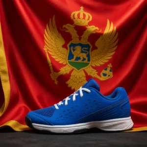 Fort Lauderdale fast paced cardio tennis clinics — Wilson Rush Pro L Junior Tennis Shoes with the flag of Montenegro