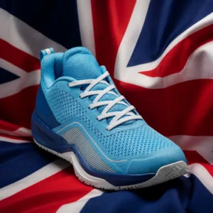 Fort Lauderdale fast paced cardiovascular tennis classes — Wilson Rush Pro Lite Women's Tennis Shoes composed with the flag of the United Kingdom