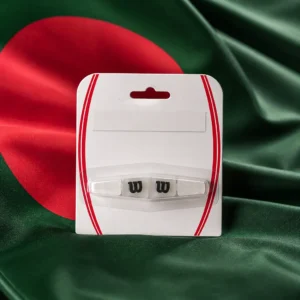 Fort Lauderdale fast paced tennis clinic — Wilson Shock Trap dampener composed with the national flag of Bangladesh