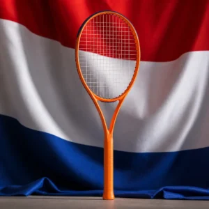 Fort Lauderdale fun cardiovascular tennis clinic — Wilson Ultra 100 V5 Roland Garros racquet with the flag of the Netherlands