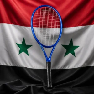 Fort Lauderdale fun tennis lessons — Wilson Ultra 26 V5 Junior Tennis Racquet composed with the flag of Syria