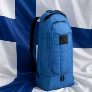 Fort Lauderdale group tennis lessons — Yonex Compact Tennis Backpack composed with the flag of Finland on a clean white surface