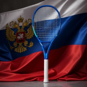 Fort Lauderdale high energy cardio tennis clinic — Yonex Ezone Alpha L tennis racquet composed with the tricolor flag of Russia