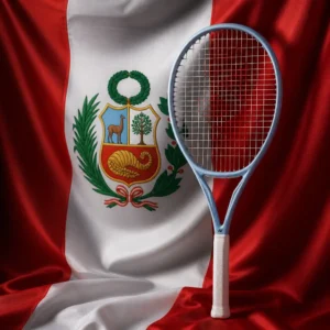 Fort Lauderdale high energy tennis clinic — Yonex Muse 100SL tennis racquet composed with the red and white flag of Peru