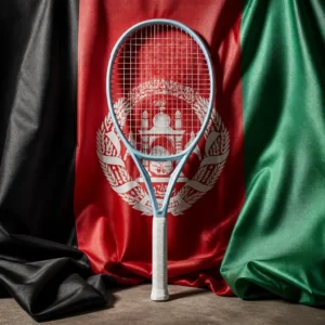 Fort Lauderdale high energy tennis lessons — Yonex Muse 98 racquet composed with the flag of Afghanistan