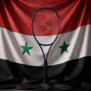 Fort Lauderdale intermediate cardio tennis — Yonex Percept 100 with the flag of Syria