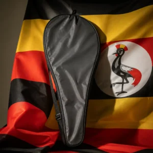 Fort Lauderdale junior cardiovascular tennis clinic — Yonex Tennis Racquet Cover composed with the national flag of Uganda showing the crested crane centerpiece