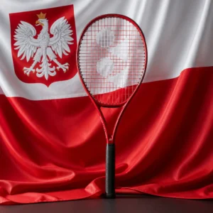 Fort Lauderdale junior tennis clinics — Yonex Vcore Ace tennis racquet with the flag of Poland