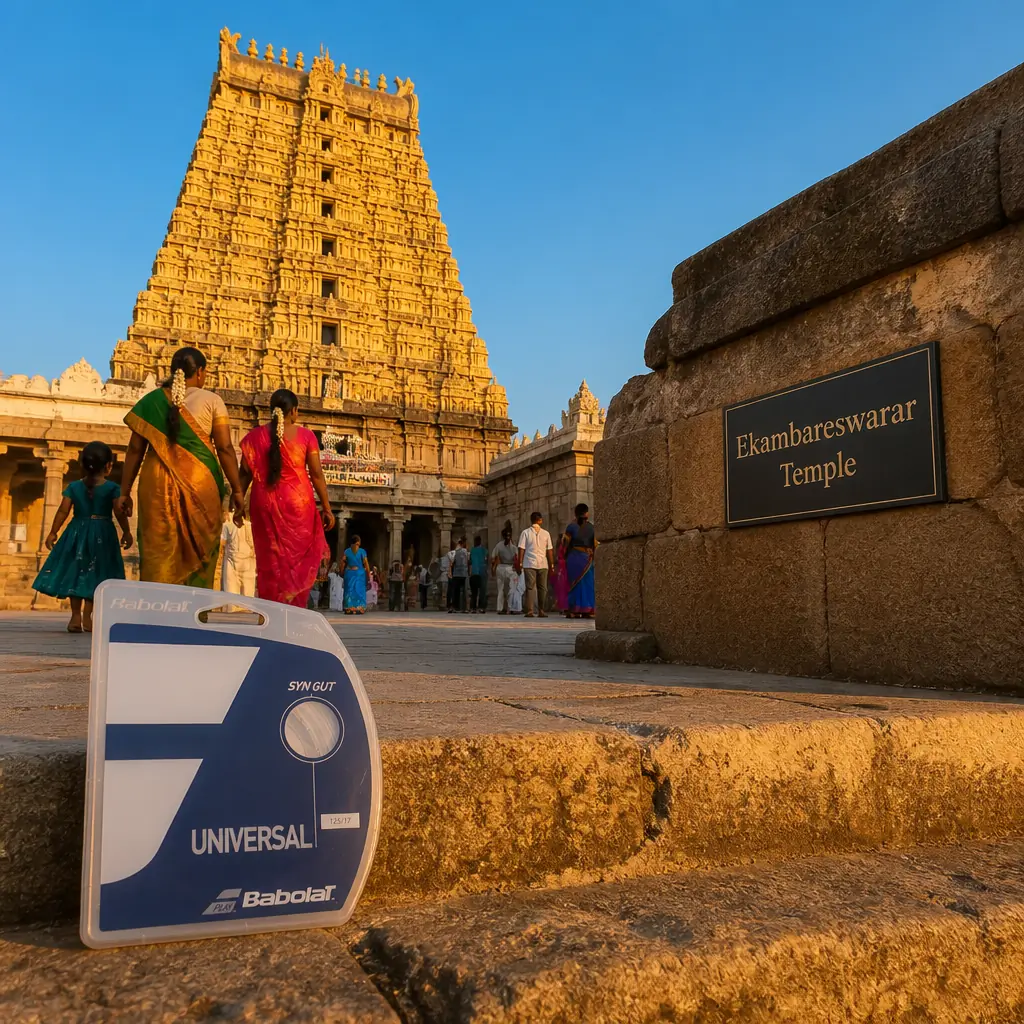 Fort Lauderdale themed cardio workout — Babolat Synthetic Gut 17g Tennis String Set photographed at Ekambareswarar Temple in Kanchipuram