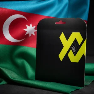 Fort Lauderdale themed cardiovascular tennis drills — Volkl Psycho Hybrid 16g Tennis String Set arranged with the national flag of Azerbaijan