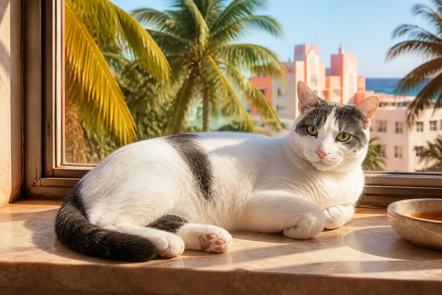 Sunlit South Beach Miami windowsill