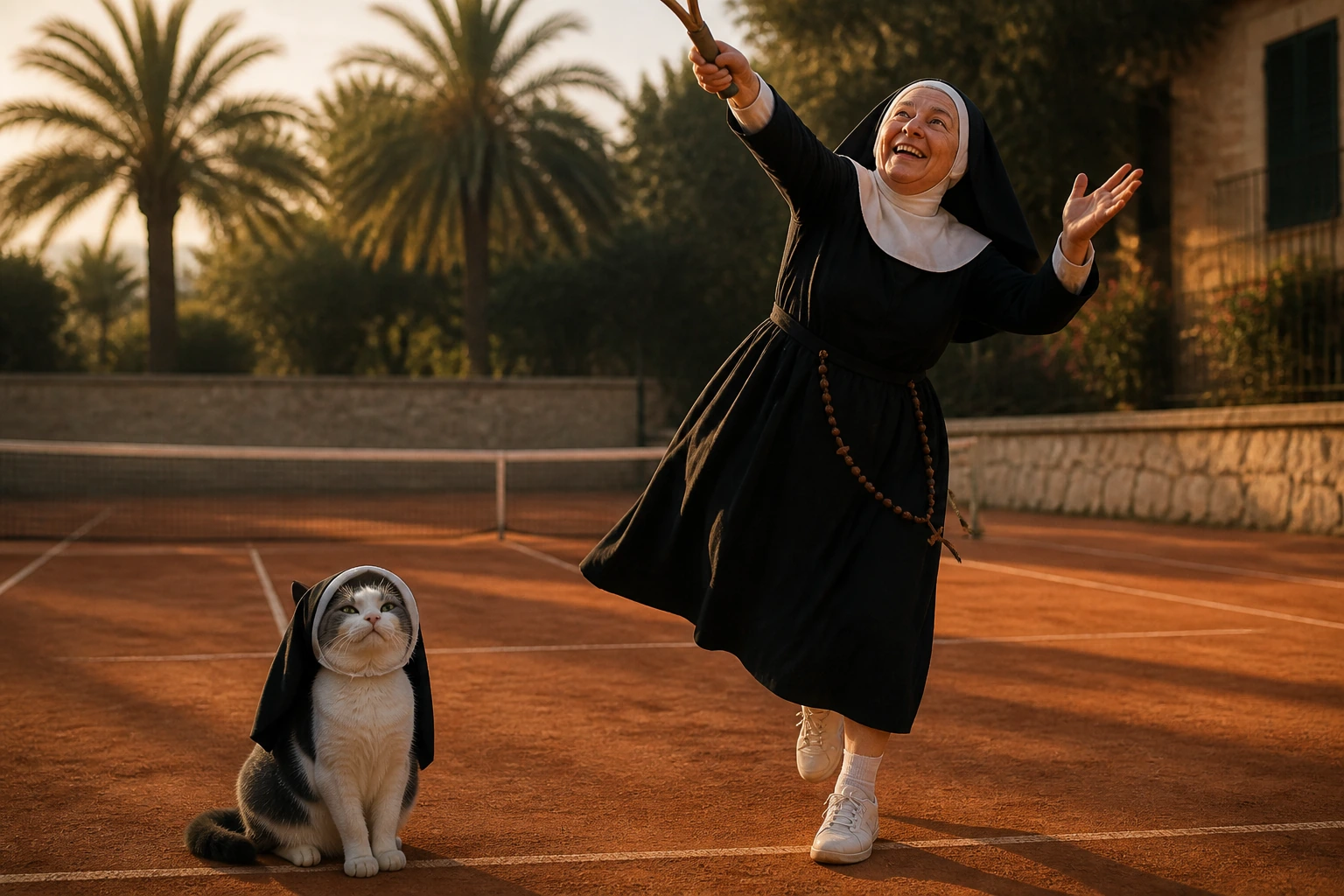 themed cardio tennis clinics fort lauderdale a nun playing tennis